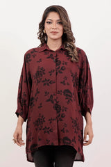 Women's Shirt (Maroon Printed)