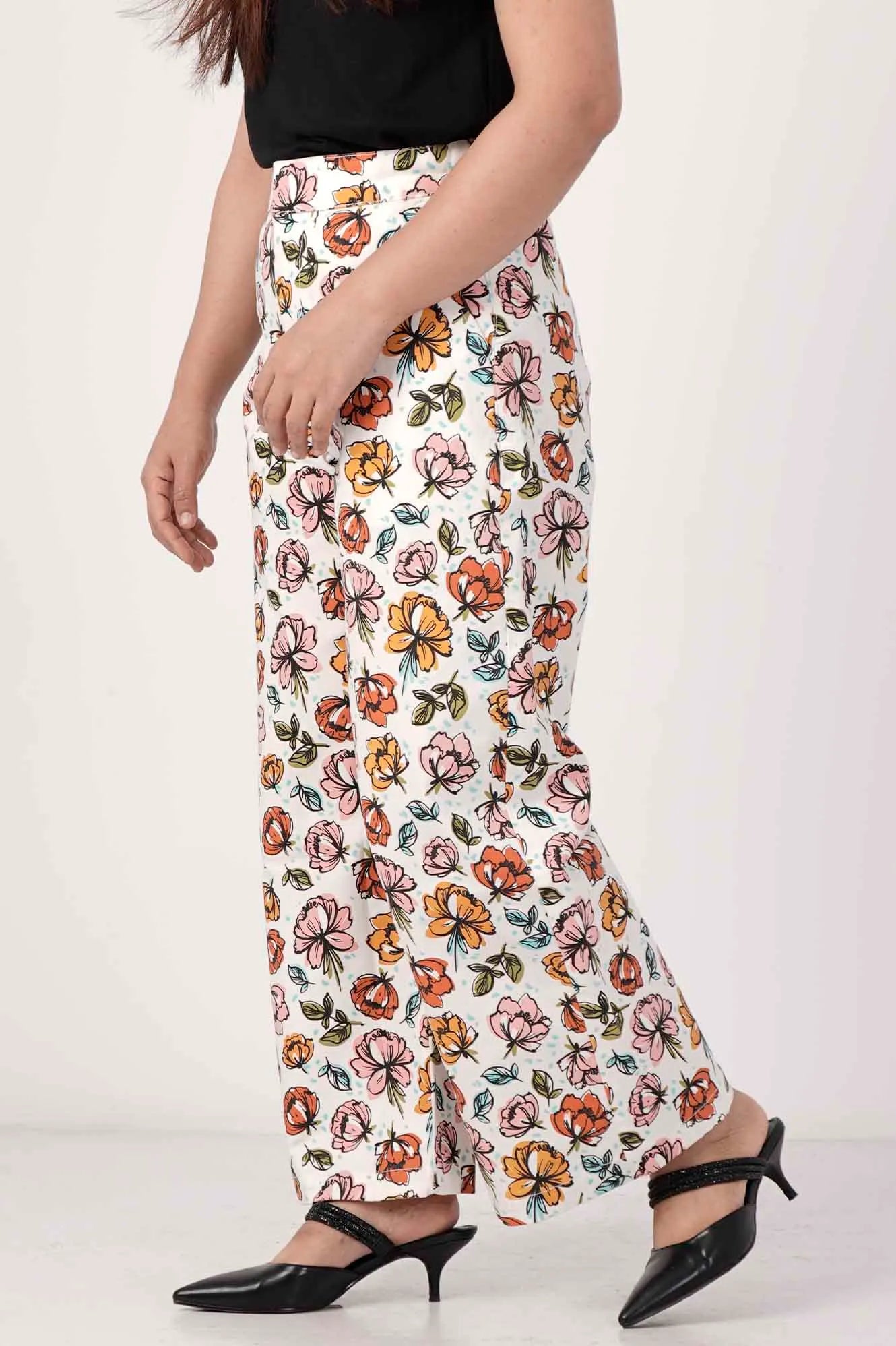 Women's Trouser (White Printed)