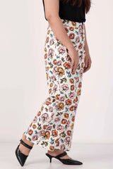 Women's Trouser (White Printed)
