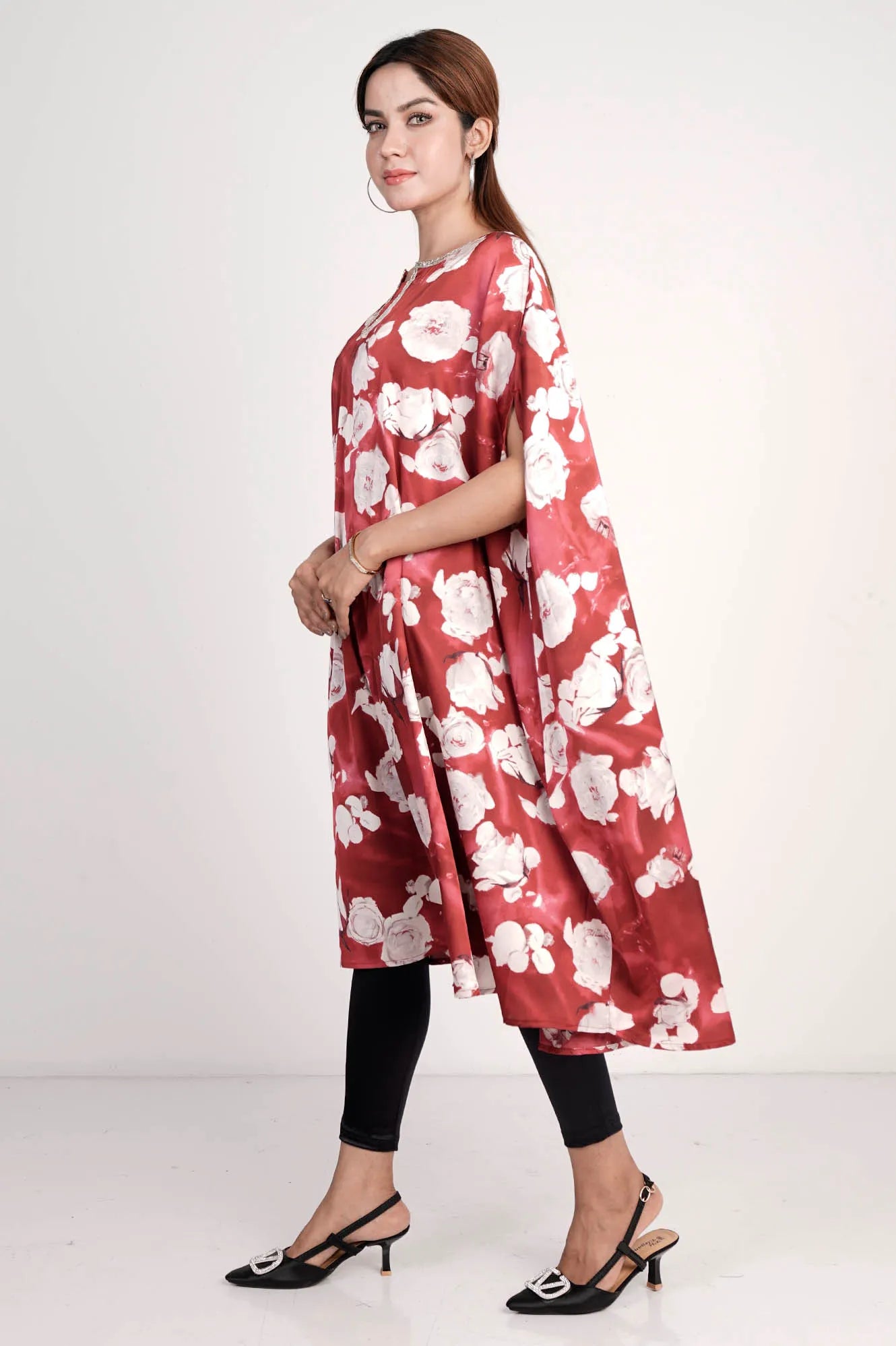 Women's Kaftan (Maroon Printed)