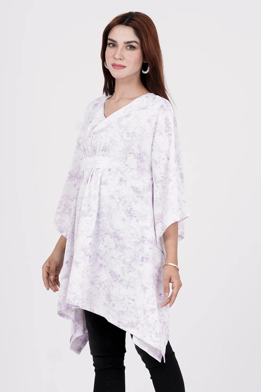 Women's Kaftan (White Printed)