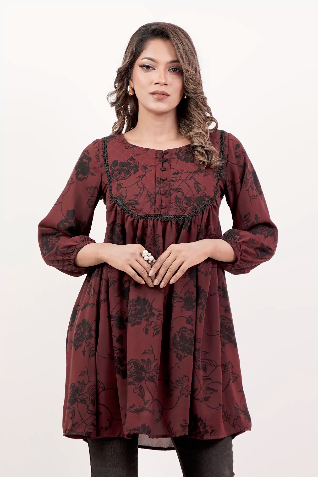 Women's Casual Tops (Maroon Printed)