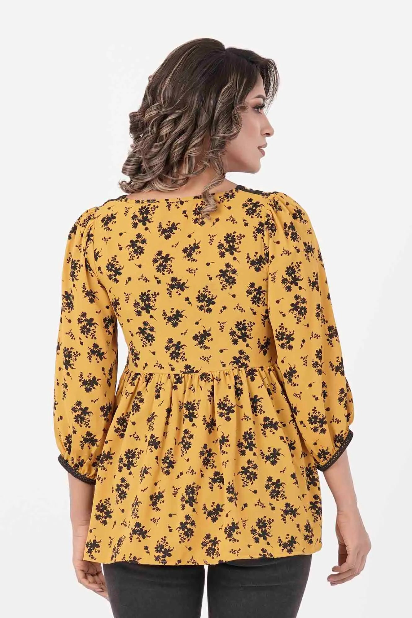 Women's Casual Tops (Yellow Printed)