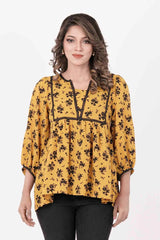 Women's Casual Tops (Yellow Printed)