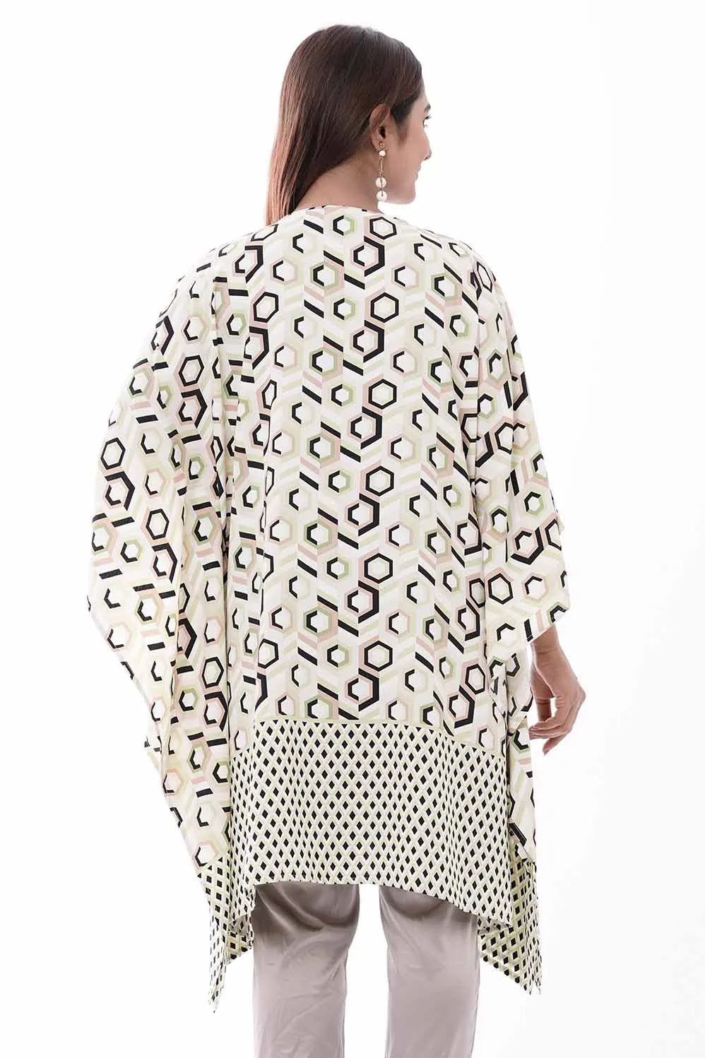Women's Kaftan (White Printed)