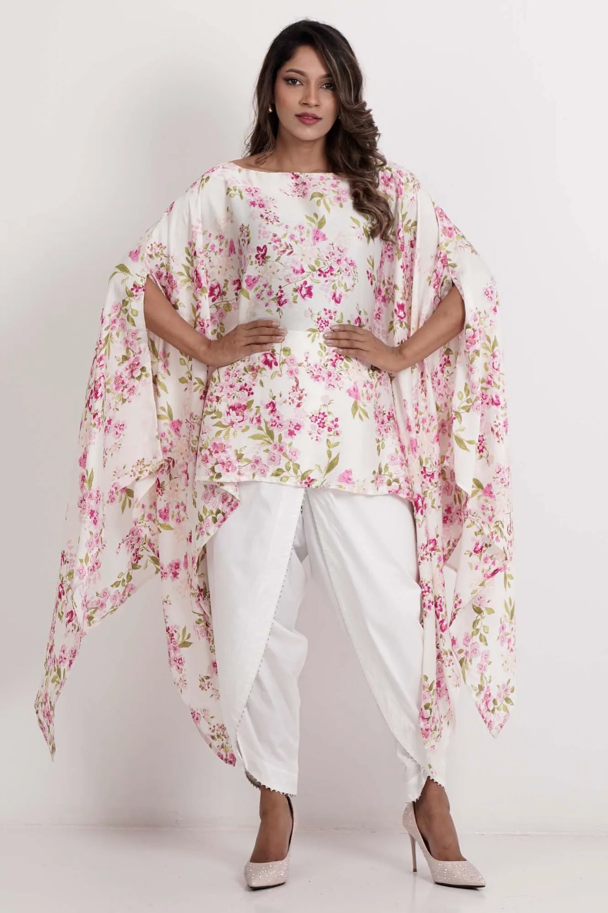Women's Kaftan (White Printed)