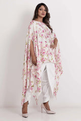 Women's Kaftan (White Printed)