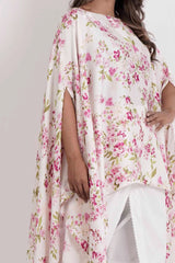 Women's Kaftan (White Printed)