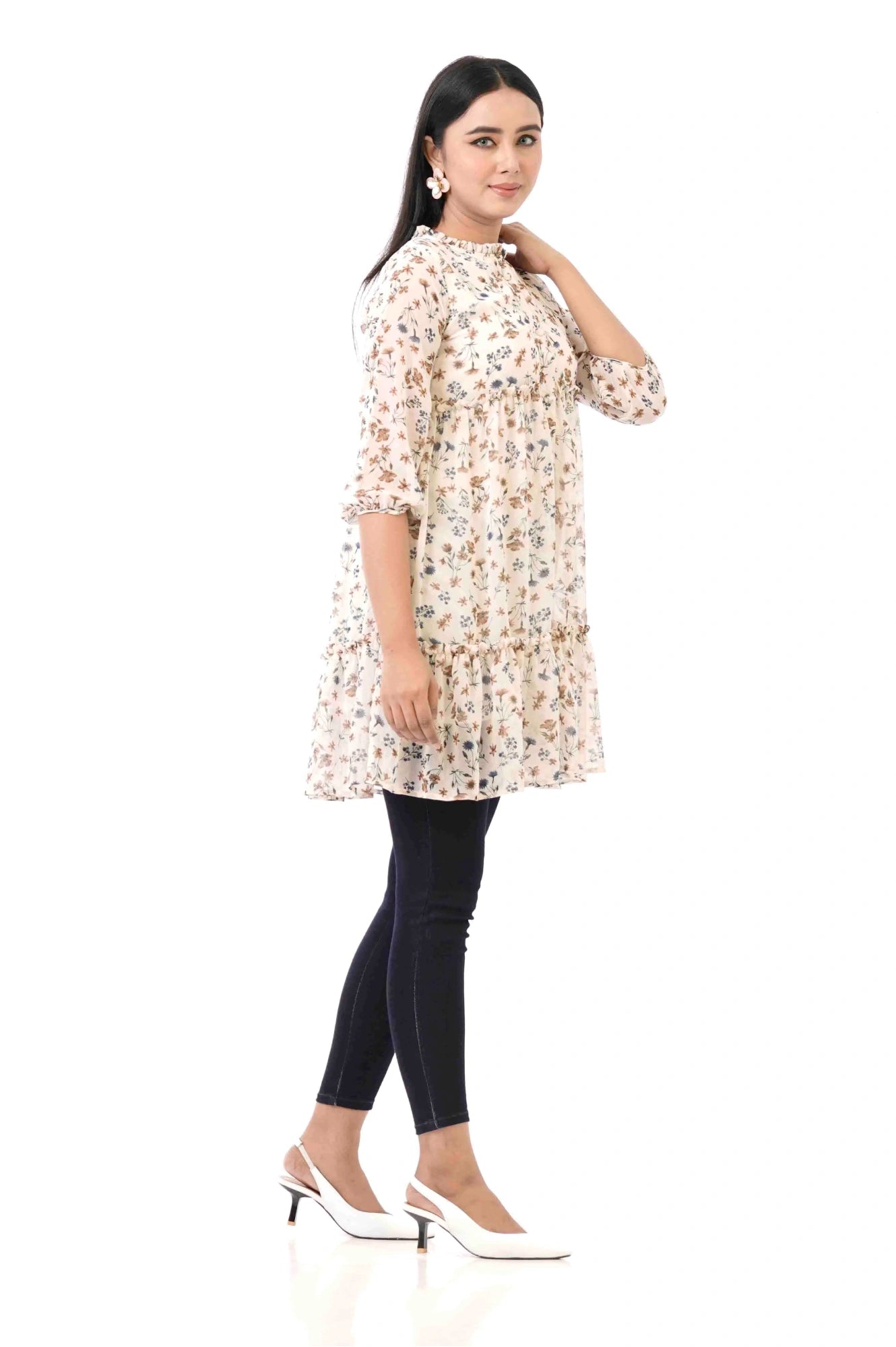 Women's Casual Tops (White Printed)