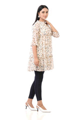 Women's Casual Tops (White Printed)