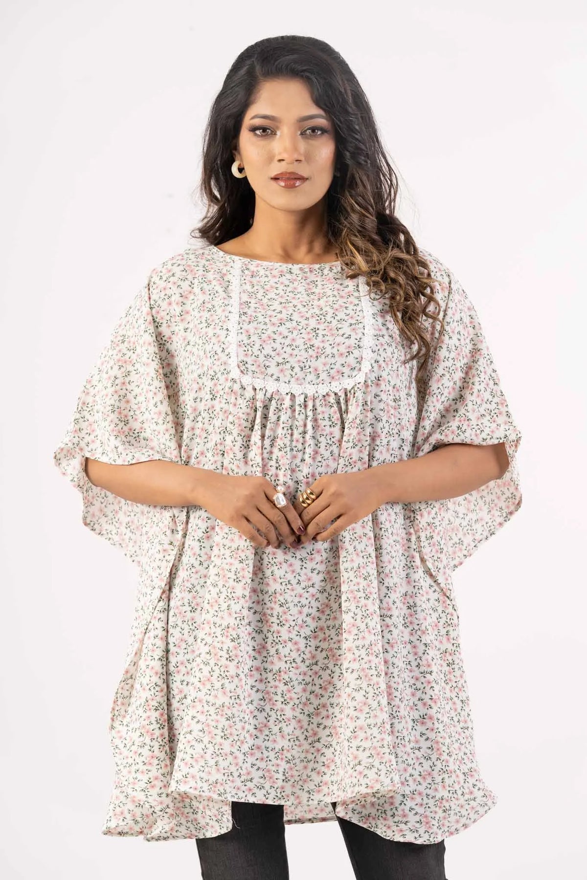 Women's Kaftan (White Printed)