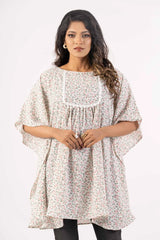 Women's Kaftan (White Printed)