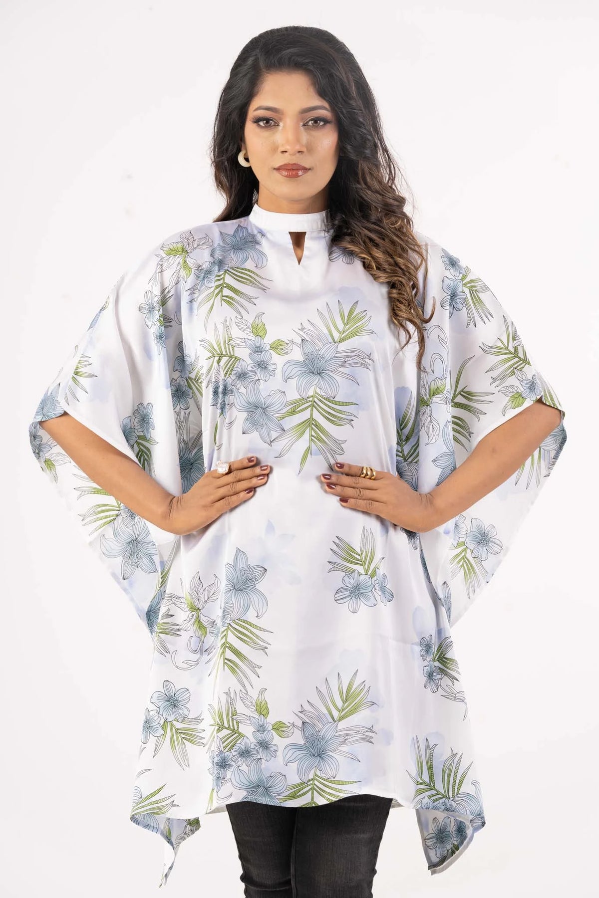 Women's Kaftan (White Printed)
