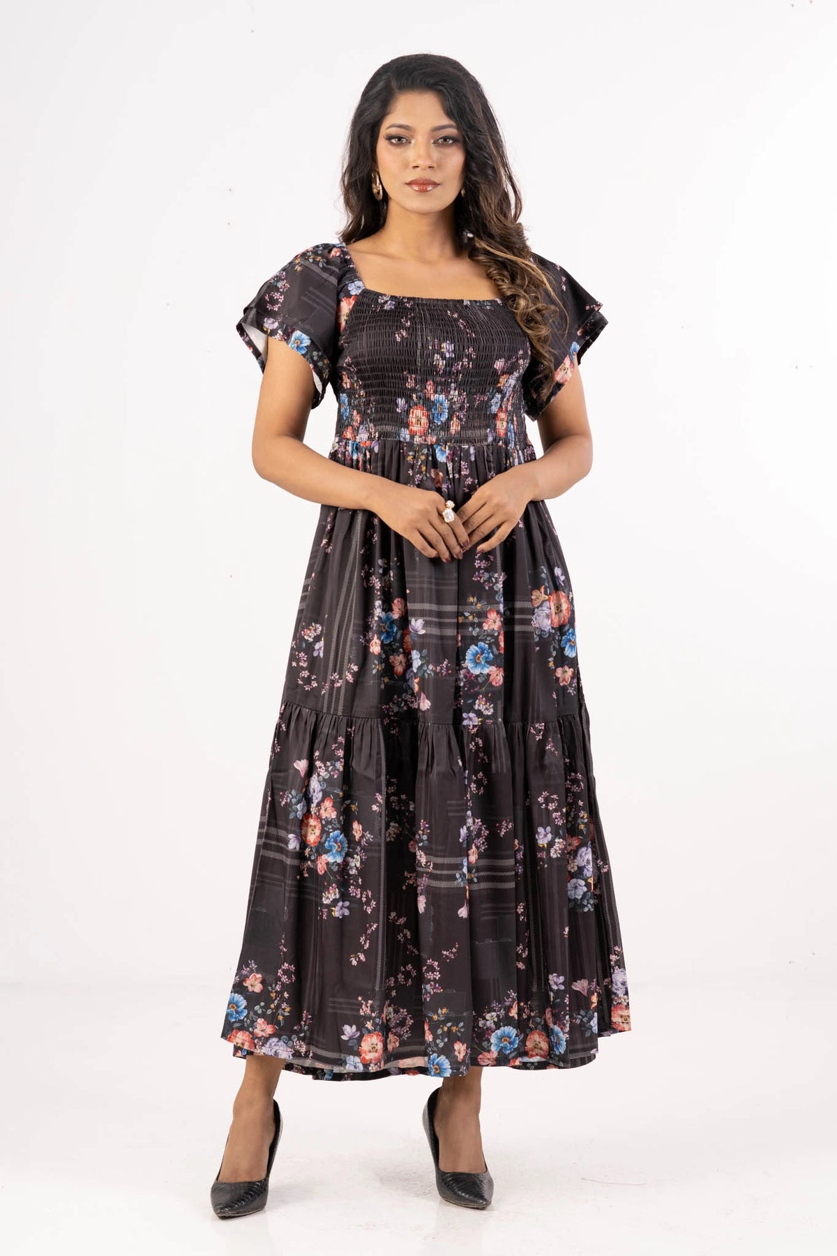 Women's Dress (Black Printed)