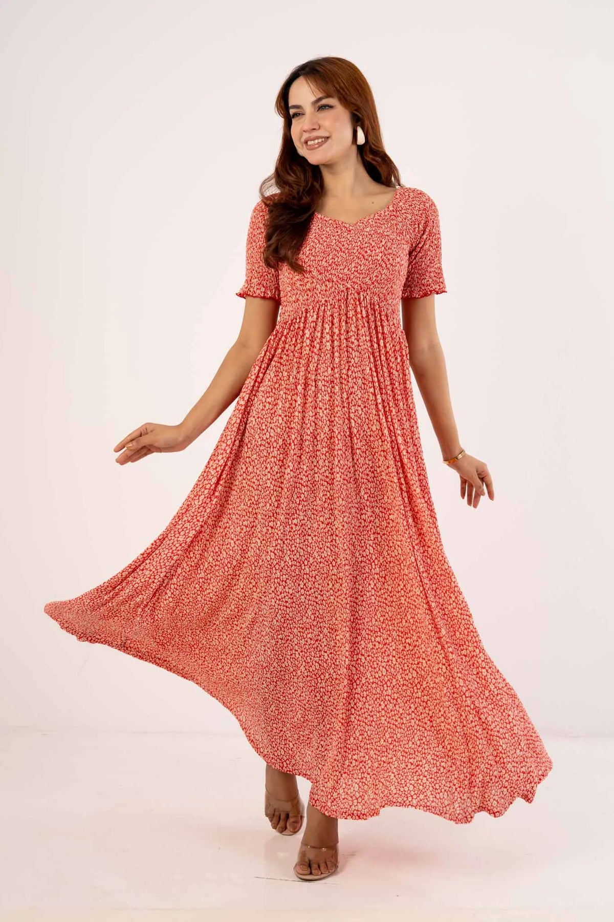 Women's Dress (Red Printed)
