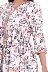 Women's Ethnic Tops (White Printed)