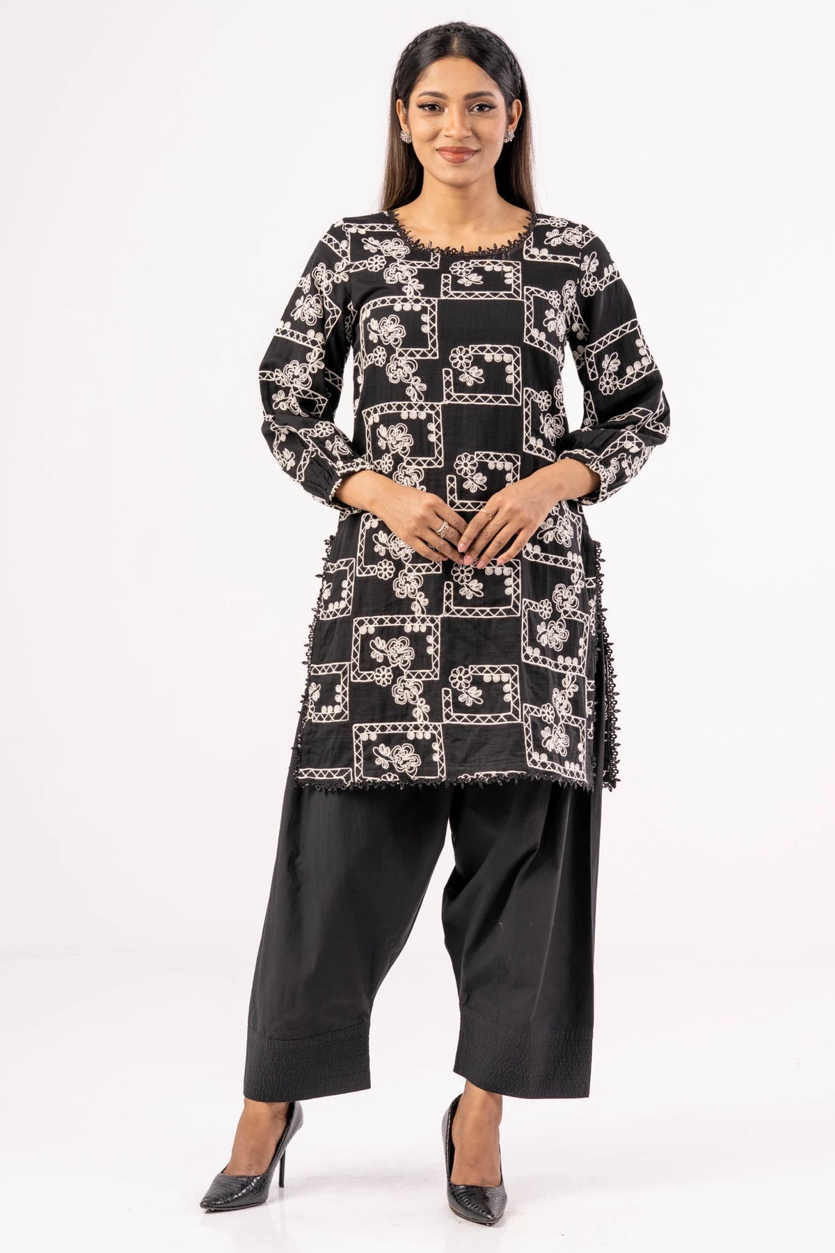 Women's Ethnic Tops (Set) (Black)