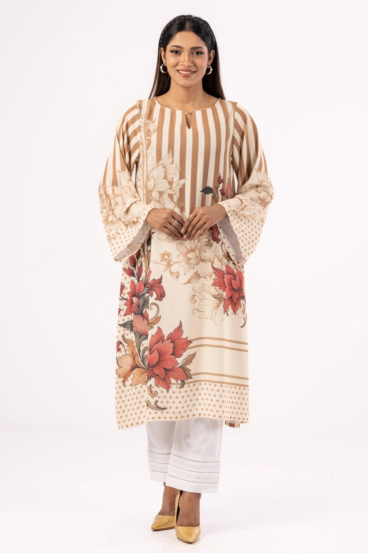 Women's Ethnic Tops (Beige Printed)