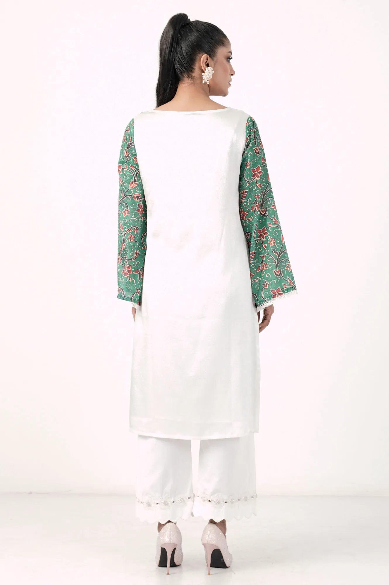 Women's Ethnic Tops (Green White)