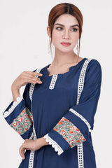 Women's Ethnic Tops (Navy Blue)