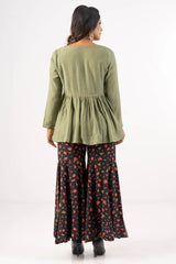 Women's Ethnic Tops (Set) (Olive-Black)