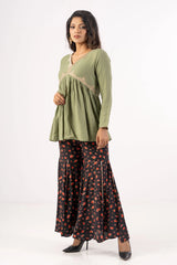 Women's Ethnic Tops (Set) (Olive-Black)