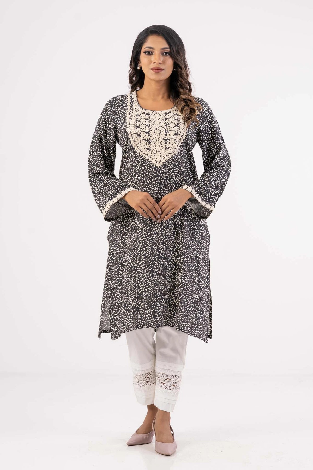 Women's Ethnic Tops (Black Floral)