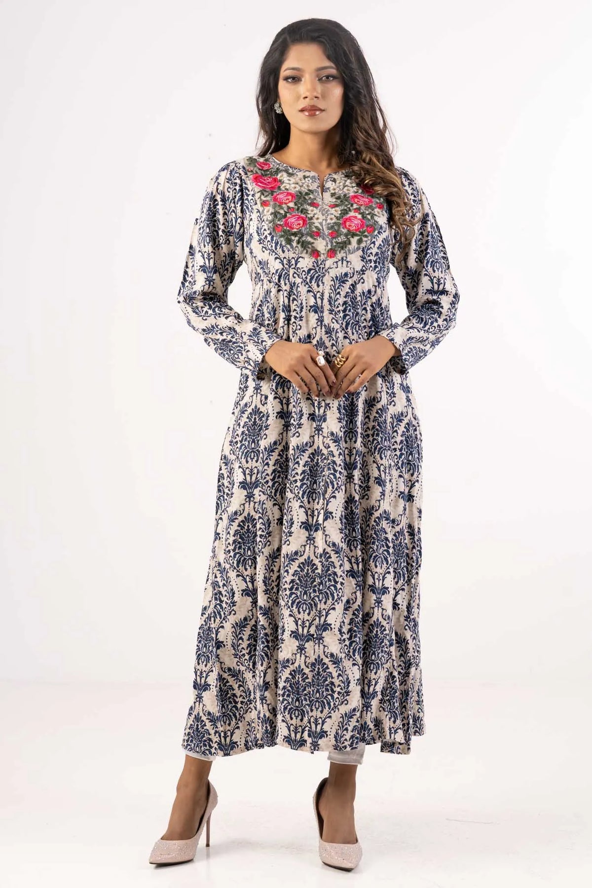 Women's Ethnic Tops (Navy Printed)
