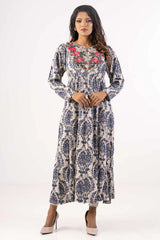 Women's Ethnic Tops (Navy Printed)