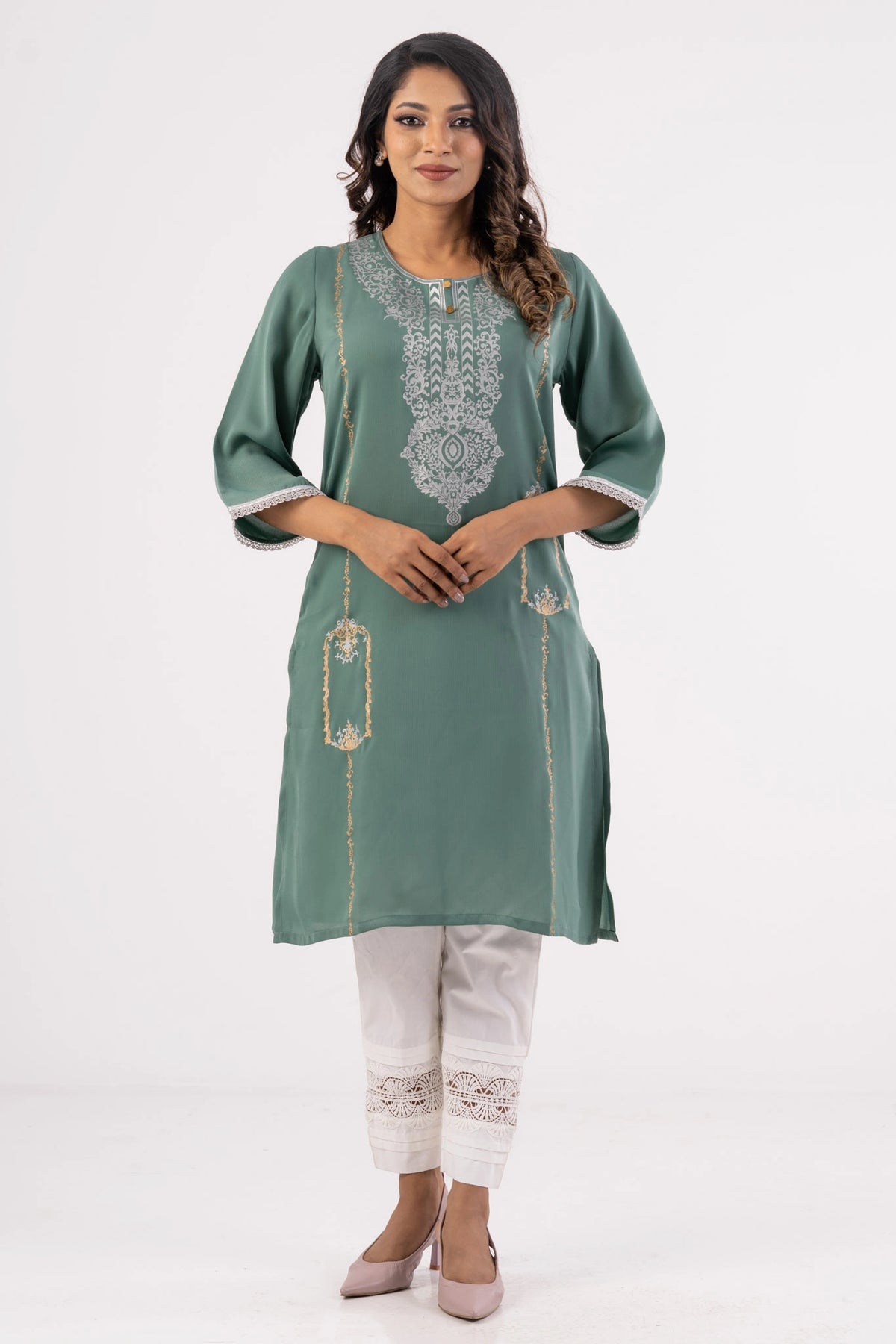 Women's Ethnic Tops (Turquoise Green)