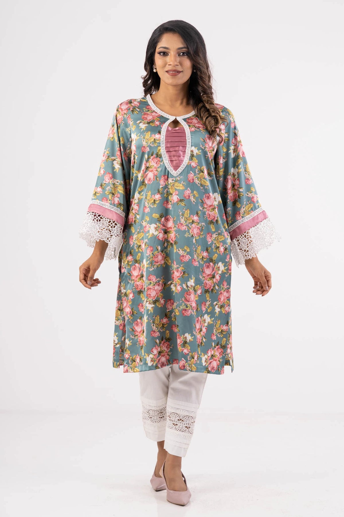 Women's Ethnic Tops (Teal Printed)