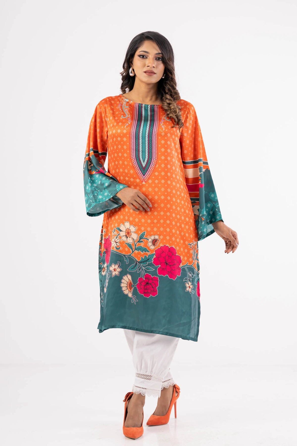 Women's Ethnic Tops (Orange Printed)