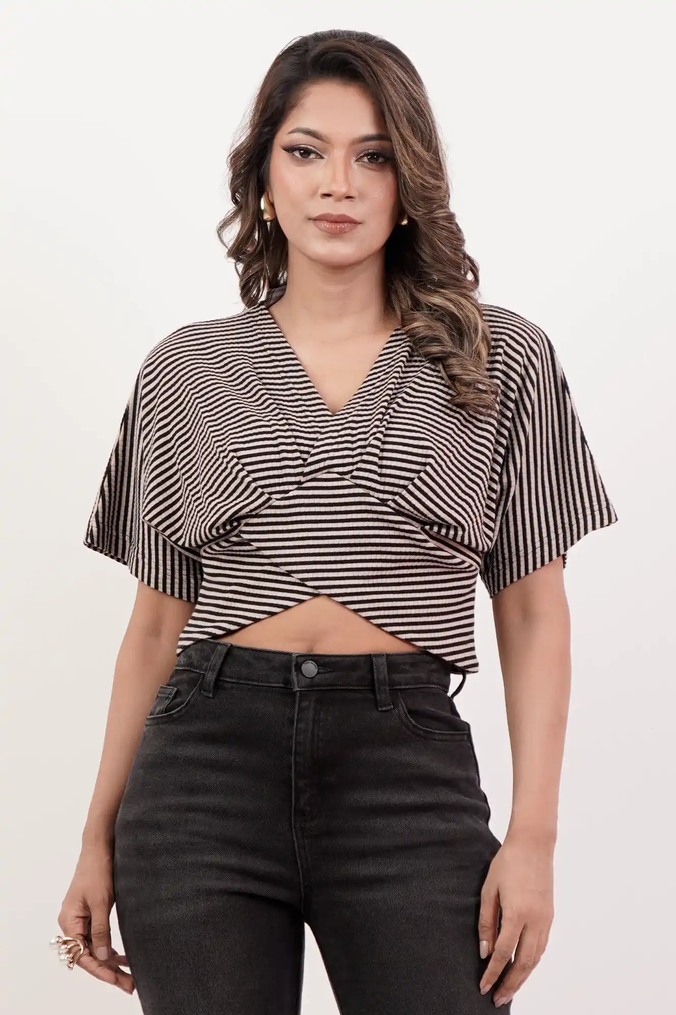 Women's Knitted Tops (Black Stripe)
