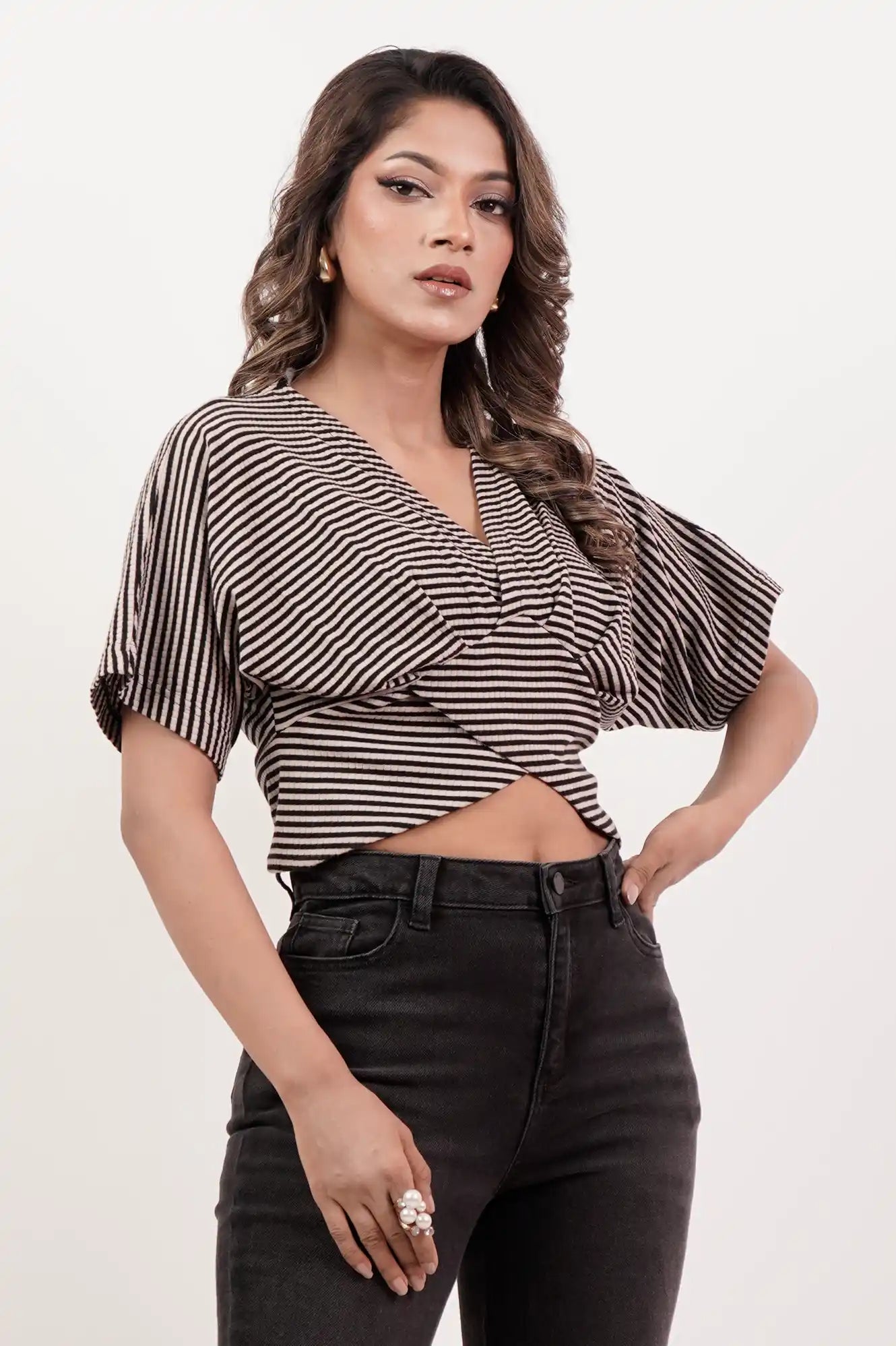 Women's Knitted Tops (Black Stripe)