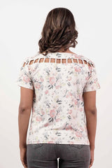 Women's Knitted Tops (White Printed)