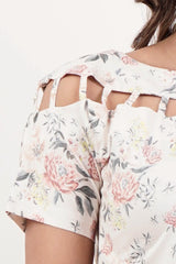 Women's Knitted Tops (White Printed)