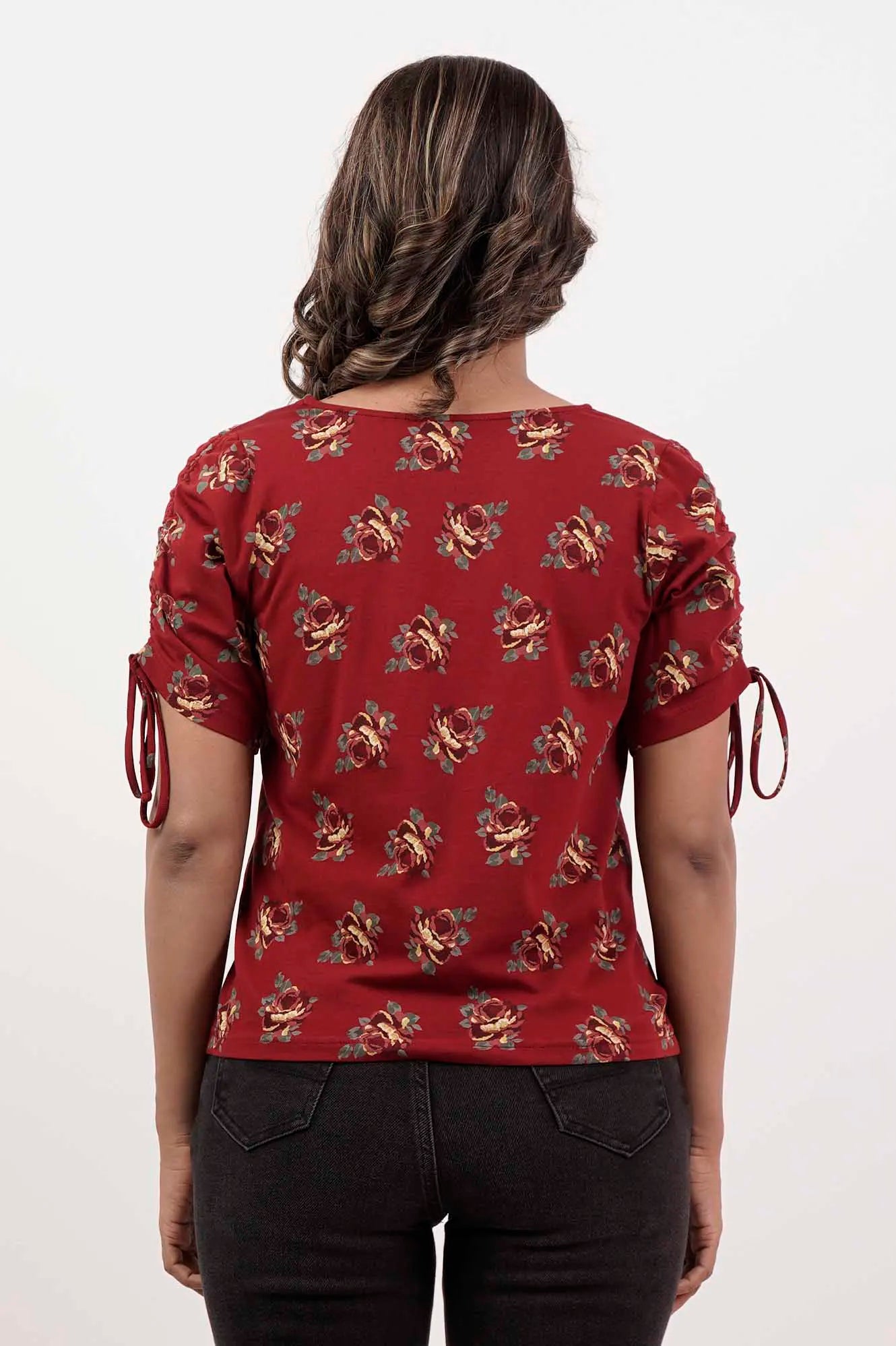 Women's Knitted Tops (Maroon Printed)