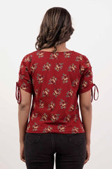 Women's Knitted Tops (Maroon Printed)