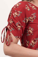 Women's Knitted Tops (Maroon Printed)