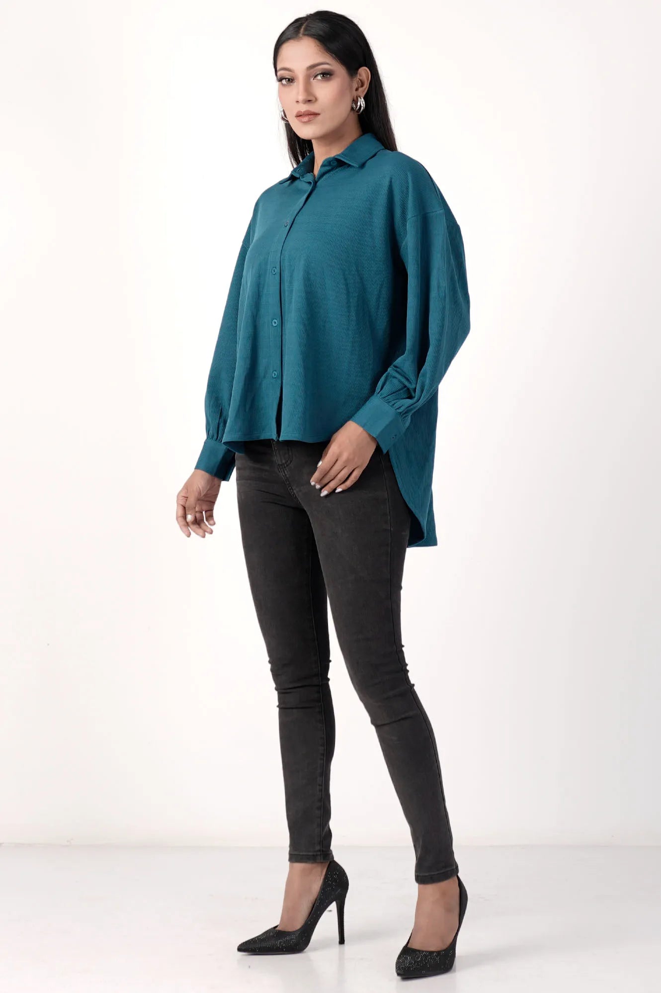 Women's Knitted Tops (Teal Blue)